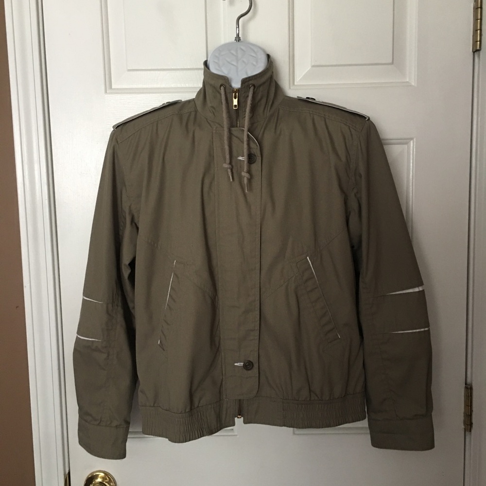 Women Vintage Y2K Blouson Military Jacket Coat Khaki Med Full Zip NYG Rain/Wind